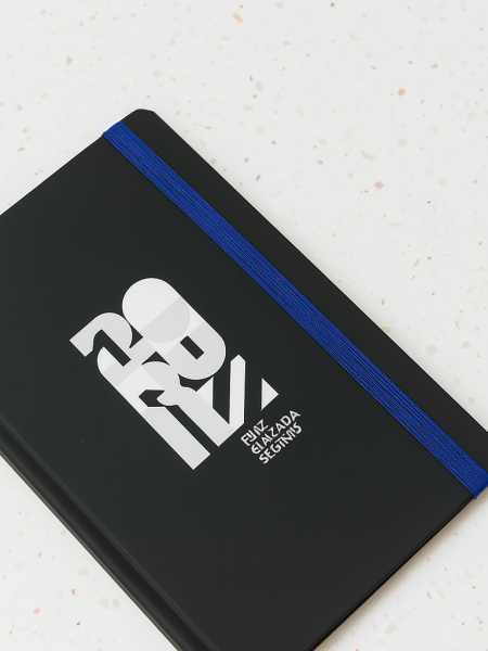 Libreta de pasta dura premium negro soft impresión UV