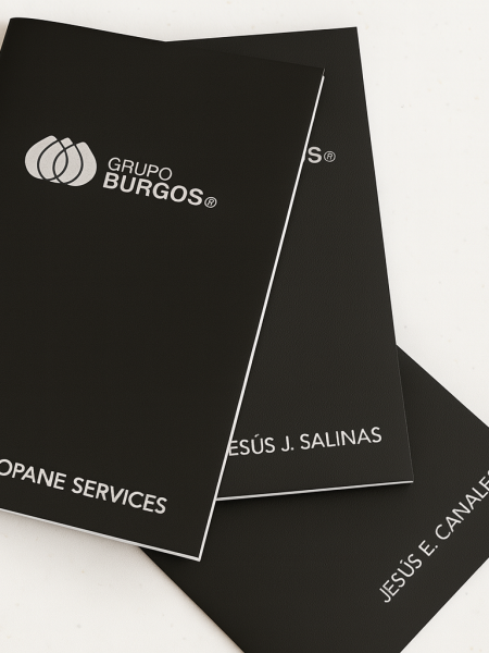 Libretas cocida portada de piel negra de Grupo Burgos