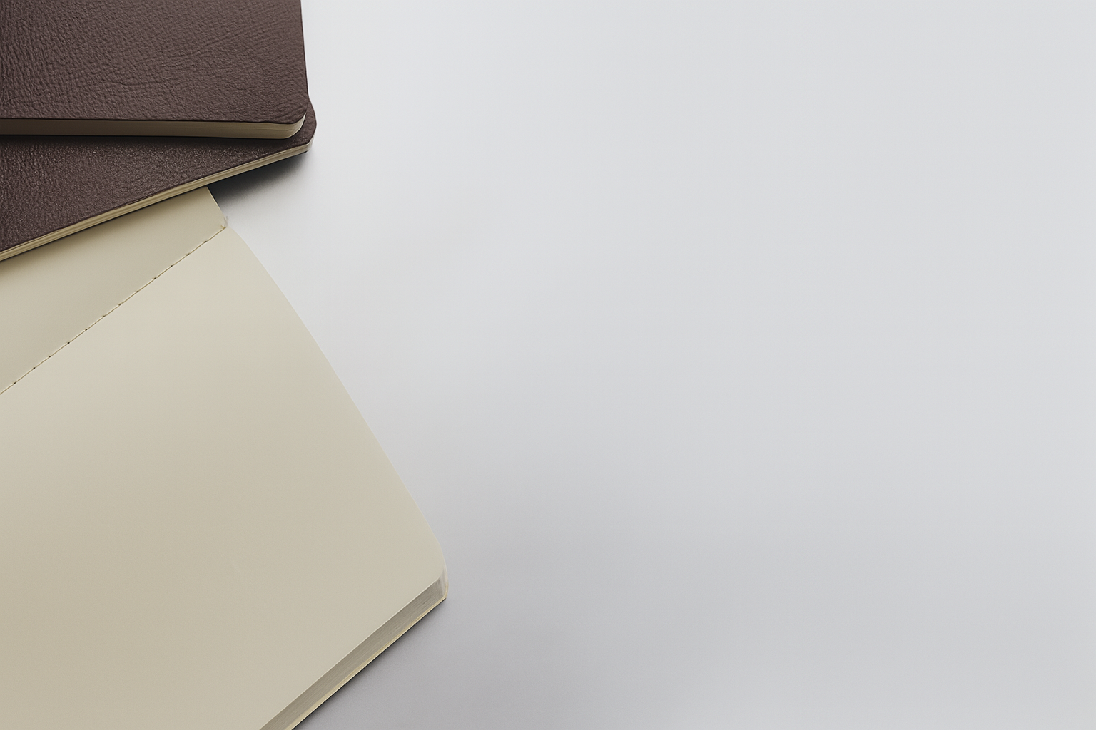 Libretas cocida portada suave de piel café con hojas marfil