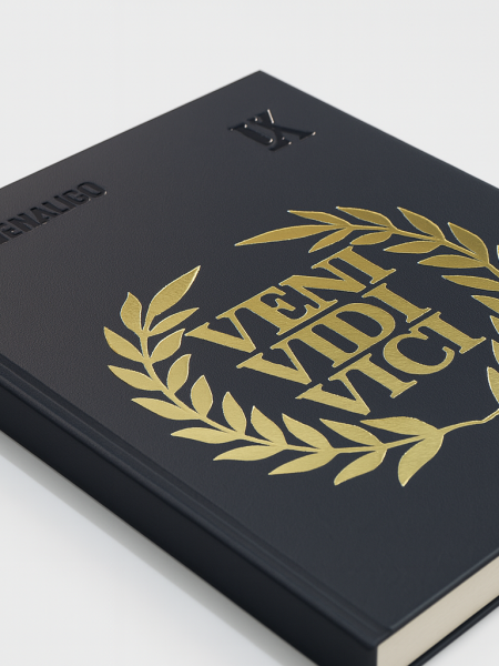 Libreta Premium de pasta dura en tono azul soft y grabado dorado