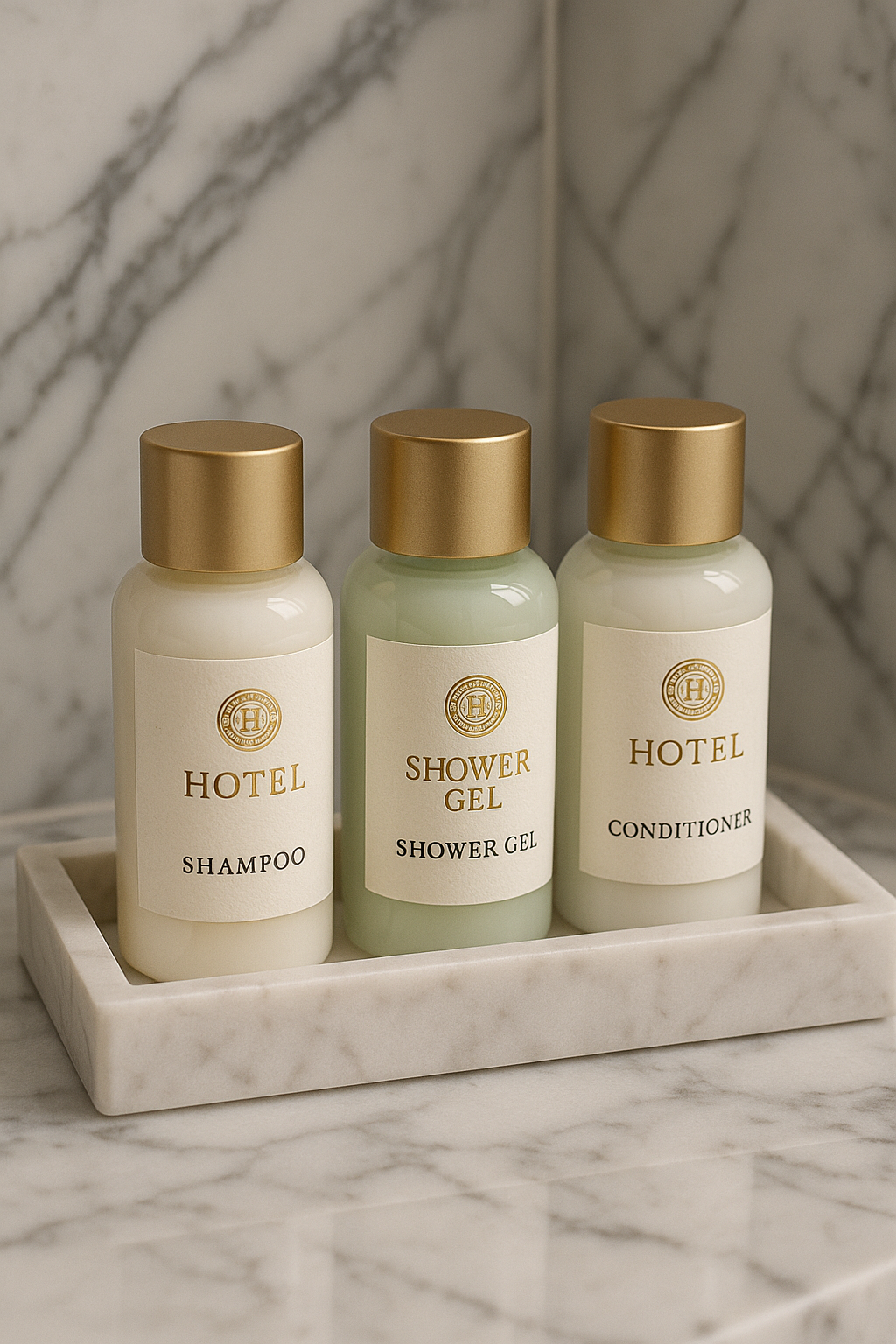 Etiquetas premium para kit de baño en hotel