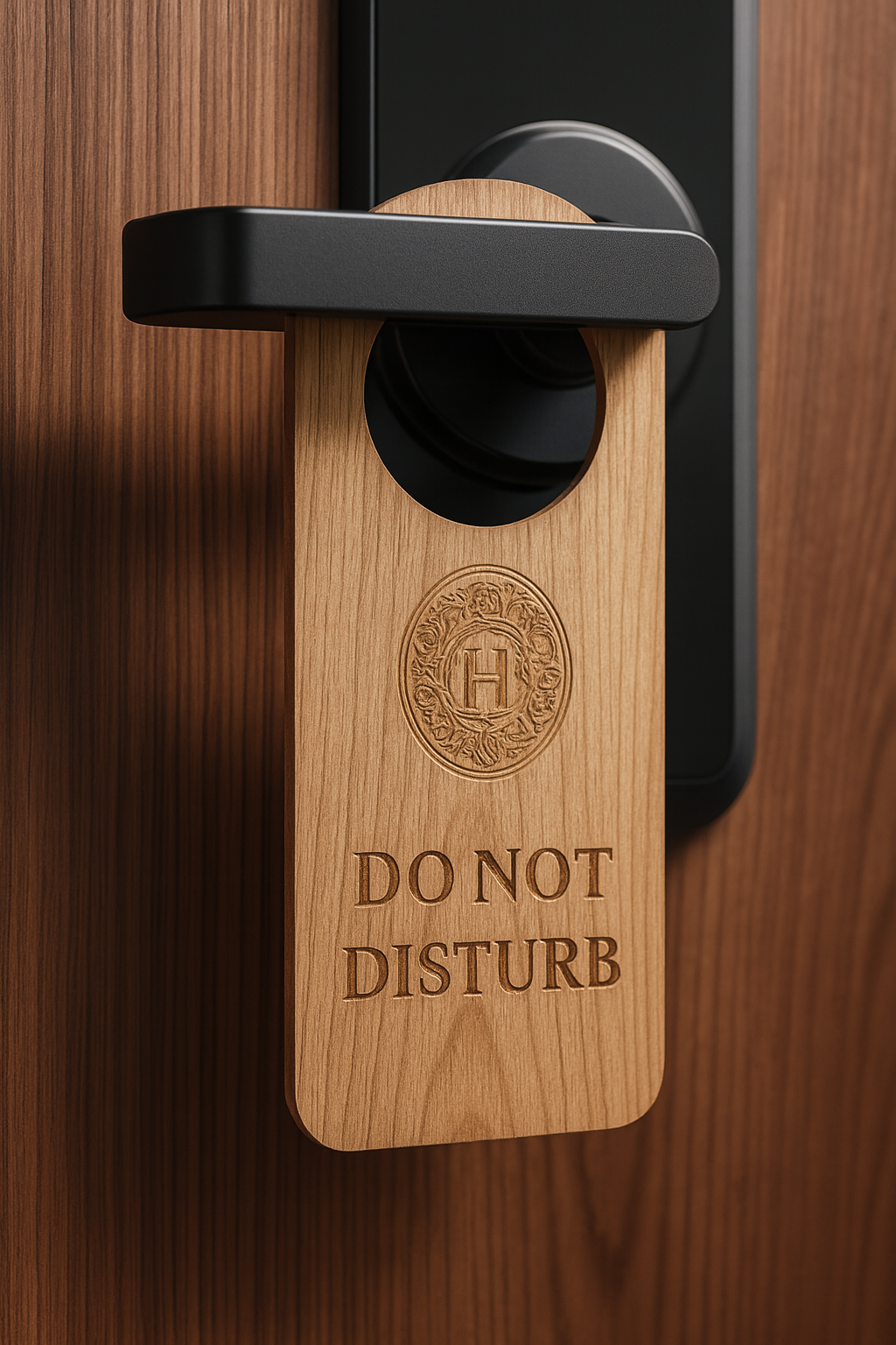 Colgador de puerta en madera con diseño para hotel