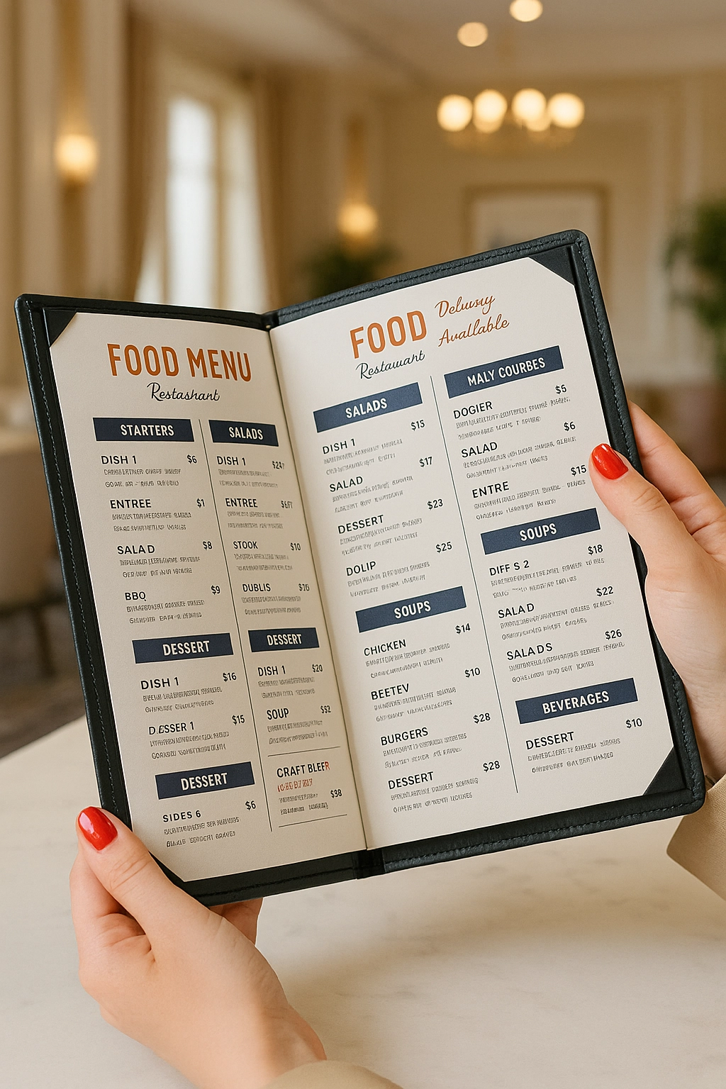 Portamenús premium para restaurantes de lujo